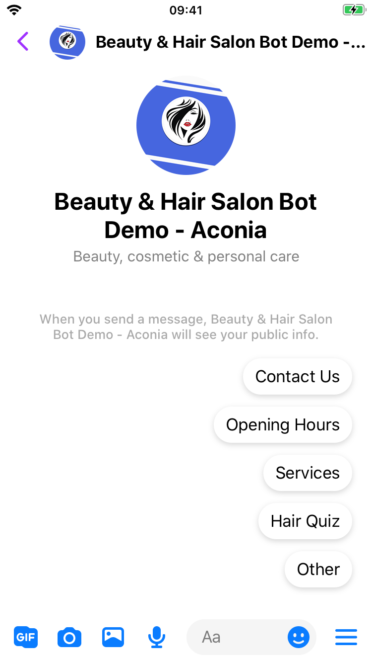 Salon chat bot for Get Business
